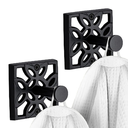 Autumn Alley Black Bathroom Towel Hook Robe Hook Wall Mounted - Decorative Wall Hooks for Towel, Robe, Coat, and Door Hooks for Bathroom Rustproof Modern Unique Style, 2 Pack