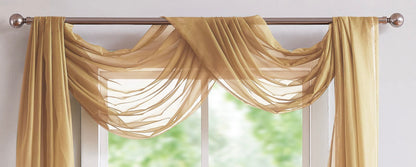 LinenZone Gold Window Scarf Valance in 288 Inch Size. Use Window Scarves as Canopy Bed or Backdrop Curtains, Curtain Scarf, or Sheer Fabric for Draping. (Amazing 55 x 288, Gold)