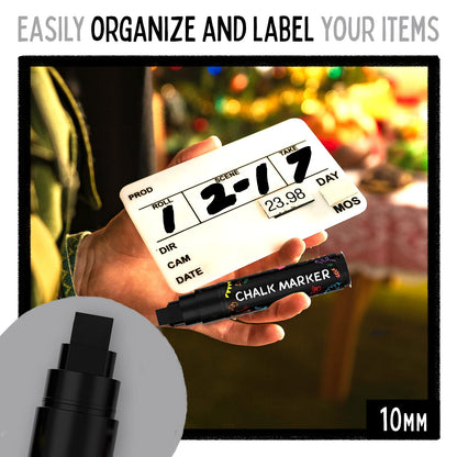 5 Black Chalkboard Chalk Markers - Black Dry Erase Markers for Blackboard, Chalkboard Signs, Windows, Glass | Variety Pack - Fine & Jumbo Size Ink Pen (1mm, 3mm, 6mm, 10mm, 15mm)