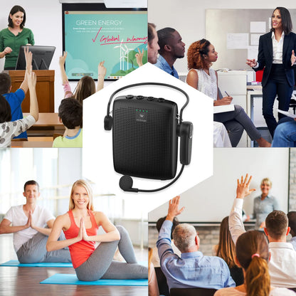 WinBridge Voice Amplifier with Bluetooth, Portable Speaker and Microphone Set, Wireless Mic Headset Speaker for Teachers, Tour Guide, Public Speaking, Fitness Instructors, Features Mute, 15W WB002