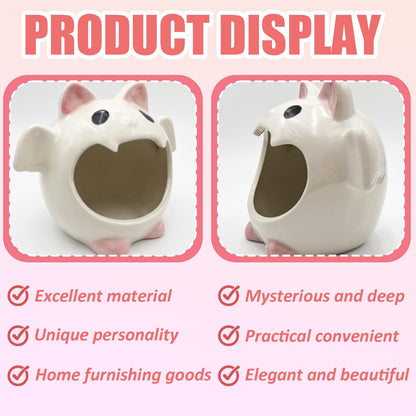 Bat Shaped Ceramic Bowl, Cute Storage Container, Fun Spooky Bat Themed Ceramic Bowl for Home Decor and Organizing (White)