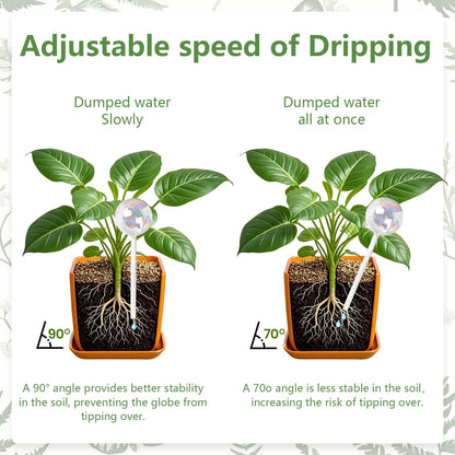 Farady Plant Watering Globes, Iridescent Rainbow Glass Water Bulbs Self Watering Spikes Planter Insert Automatic Plant Watering Device for Indoor and Outdoor Plants (4Pcs, Ball Shaped)