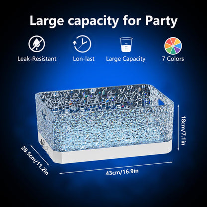 Plastic Colorful Ice Bucket for Parties,15Liter/4 Gallon Big LED Light Beverage Tub,Ice Bucket for Champagne/Beer/Drink/Wine/Cocktails/Bar,7-color