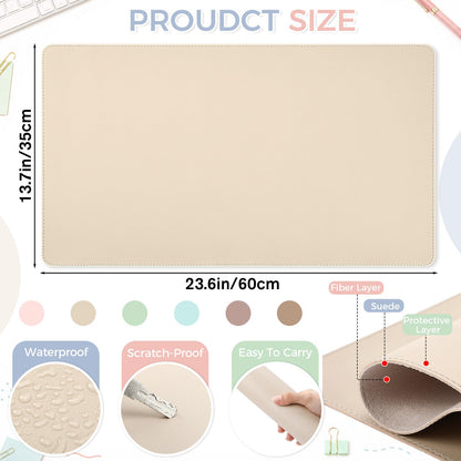 Tellegloww 6 Pack Non-Slip Leather Desk Pad Protector, 23.6"x 13.8" Office Desk Mat for Keyboard and Mouse, Waterproof PU Laptop Blotte Writing Pad with Suede Back for Home School Office, 6 Colors
