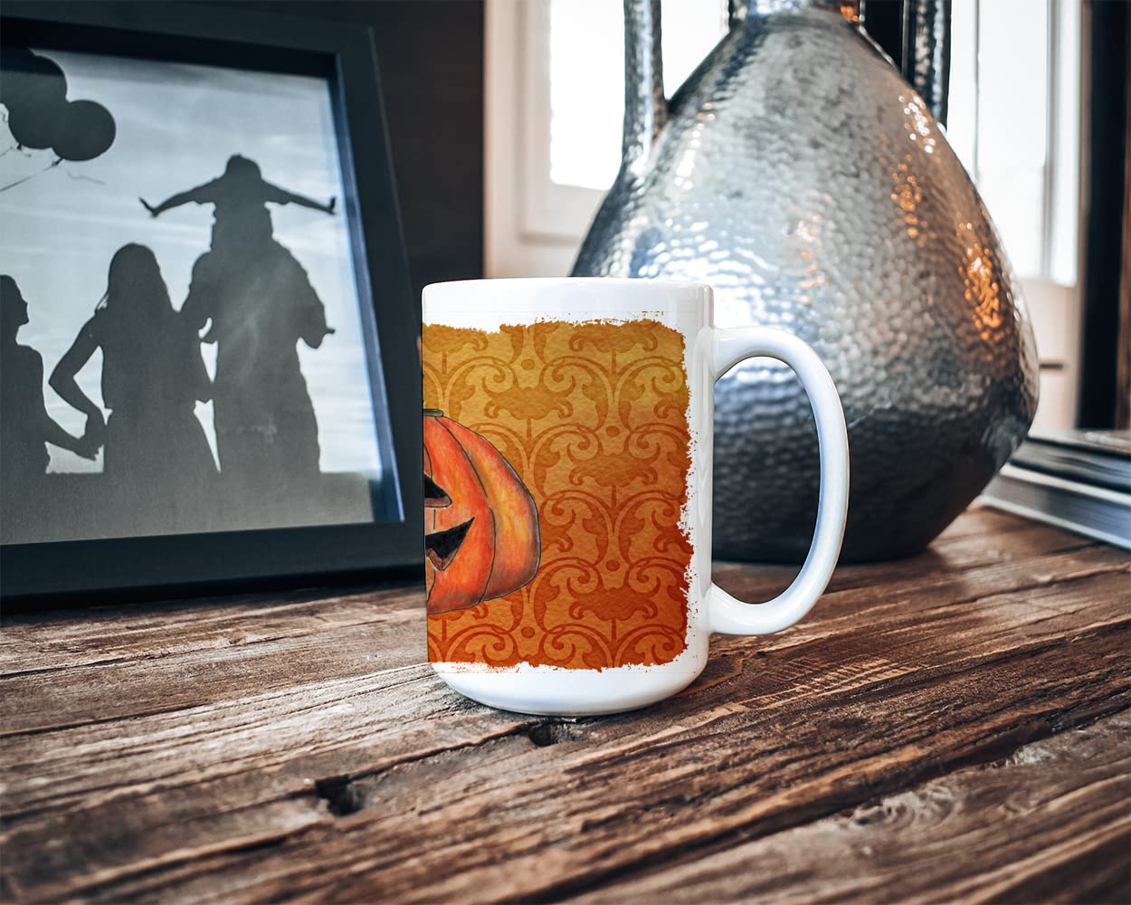 Caroline's Treasures SB3020CM15 October Pumpkin Halloween Dishwasher Safe Microwavable Ceramic Coffee Mug 15 ounce, 15 ounce, multicolor