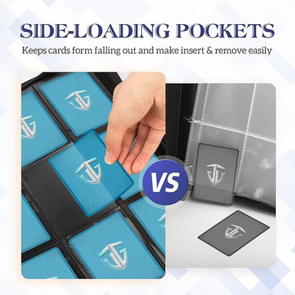 Trading Card Binder, 9 Side Loading Pocket Card Album Hold Up to 540 Cards, Zipper Binder for Cards Collection, TCG Card Holder for Game Card, Sports Card, Yugioh, MTG etc. (Blue)
