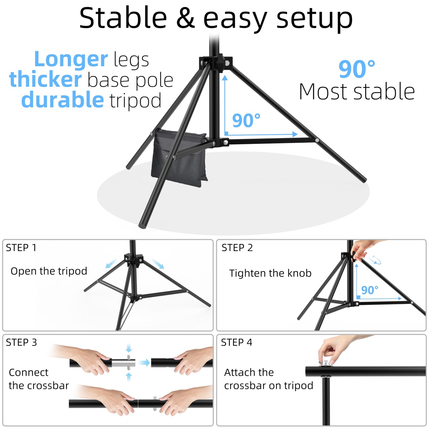 Photo Backdrop Stand, 10x9ft(WxH) Adjustable Photography Backdrop Stand, Aluminum Alloy Studio Photo Background Stand Support System for Party, Wedding, Photography, Advertising Display