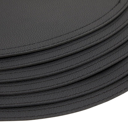 Juvale Round Vegan Leather Table Placemats & Coasters - Waterproof & Heat-Resistant Dining Table Decor - Easy Wipe-Clean Kitchen Decor - Durable Everyday Placemats - Black, 13.4", Set of 6