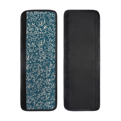 Non Slip Refrigerator Handle Covers 2pcs ,Neoprene Refrigerator Door Handle Covers For Fridge, Oven, Dishwasher & Microwave, Decorative Kitchen Appliance Handle Covers,Baroque Scrollwork Peacock Blue