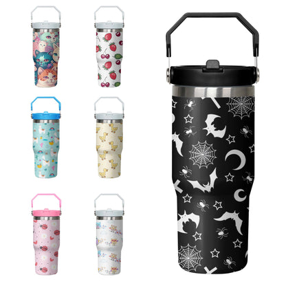Xchearser Gothic Tumbler with Handle and Flip Straw for Women Men, 30oz Halloween Goth Stainless Steel Insulated Cup, Witch Moon Water Bottle Travel Coffee Mug Gifts