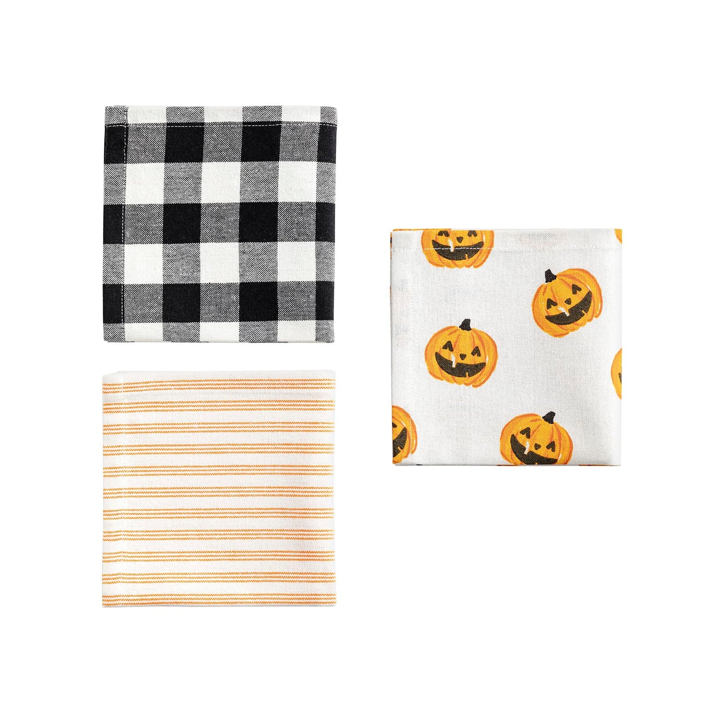 Mud Pie Halloween Three Towel Pumpkin Basket Set