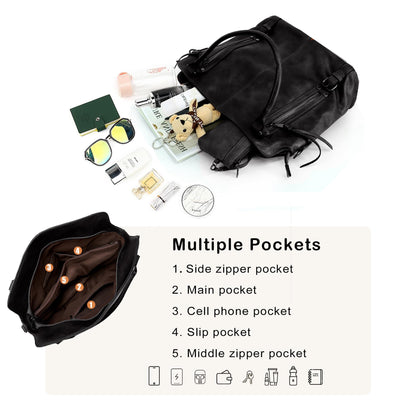TANTOMI Tote Handbags for Women Black Hobo Handbags Purse and Handbags Shoulder Crossbody Bags for Work Travel Everyday