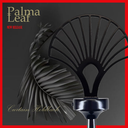 ARNORX Palma Leaf Curtain Holdbacks, Set of 2, Decorating Drapery Tie Backs, Hooks (Black)