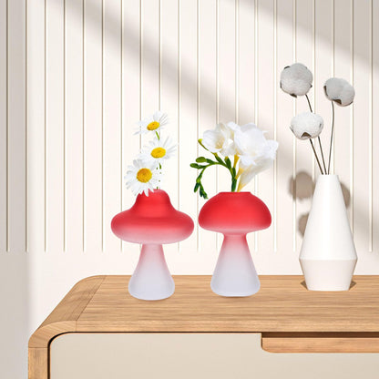 BESPORTBLE 3pcs Red Mushroom Shaped Glass Vase Set for Hydroponic Plants, Decorative Terrarium Flower Holders for Home Table and Office Décor