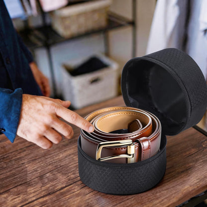 TUSIASC Belt Organizer Case,Travel Belt Storage Holder for Closet Drawer,Display Case for Belts,Ties,Portable Container Storage Holder,Height 3.9inch(Bag Only)