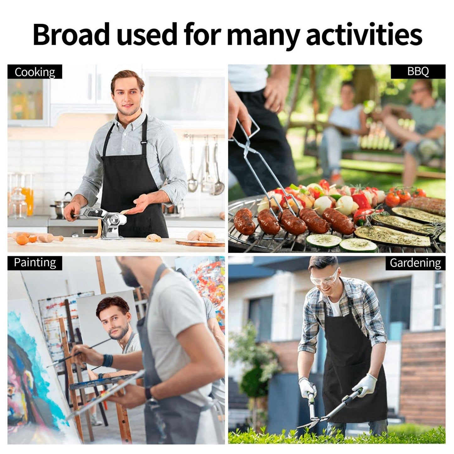 Worltoldb Gothic Apron for Women Men with Pockets Waterproof Kitchen Chef Apron for Cooking,BBQ Baking,Gardening,Crafting