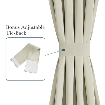 PONY DANCE Beige Back Door Curtains for Door Window, 100% Blackout Dual Rod Pocket Privacy French Curtain for Kitchen, Thermal Insulated Small Window Drapes for Classroom, W25 x L40, 1 Panel