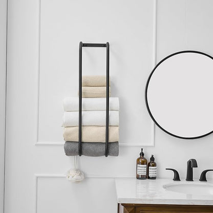 BWE Towel Racks for Bathroom Wall Mounted, Bathroom Towel Storage for Rolled Towels, Stainless Steel Vertical Towel Holder, Bathroom Organizer Black