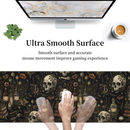 Mysterious Magic Skull Gaming Mouse Pad Large Extended Desk Mat Non-Slip Rubber Base Keyboard Pad with Stitched Edges for Office Gaming 31.5x11.8 in