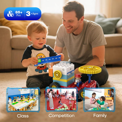 ICreateRobot 10-in-1 ICBlocks Screen-Free Coding Robot Kit for Kids, 85+ PCS Science Kits, Stem Robotics Building, Educational Coding Projects Gifts for Boys & Girls Ages 3-6 Years