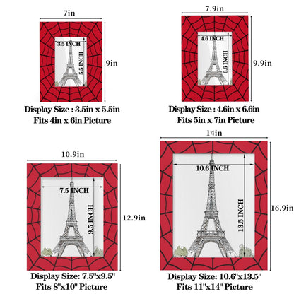 POFATO Cool Spider Web 5x7 Picture Frame Wooden Picture Frames for Wall Hanging & Tabletop Decor Display 5x7 or 5x5 Picture Collage Family Weddings Christmas Photo Frame for Gift