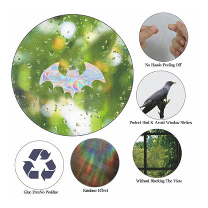 36PCS Halloween Bats Decoration Spider Web Spider Window Clings Anti-Collision Decals to Save Birds, Non-Adhesive Prismatic Window Clings Rainbow Stickers