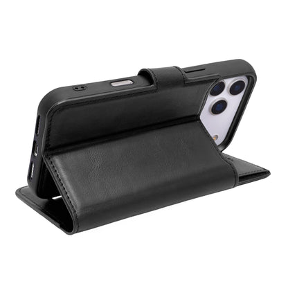 HARDISTON Genuine Leather Handmade Wallet Case Compatible with iPhone 17 Pro - MagSafe Compatible - Detachable Magnetic Flip Cover with Card Holders - Horizontal Kickstand (Black)