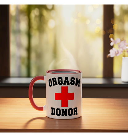 PRIDE ORGASM DONOR DISPENSER FUNNY HALLOWEEN COSTUME MEN BOY Ceramic Mug, Red/White