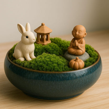 Oncpcare Lotus Bowl Planter – Ceramic Water Plant Pot Sacred Bonsai Bowl Lotus Flower, Shallow Glazed Vase for Lotus Seeds, Bonsai, Succulents, Hydroponic Plants (Blue)