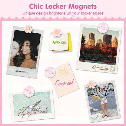 MoKo Locker Accessories Set, 15PCS Back to School Supplies Includes Magnetic Mirror, Whiteboard, Markers, Pen Holder, Magnets, Locker Organizer for School Office (Pink)