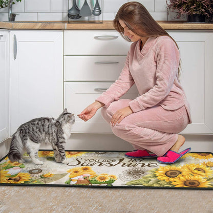 Ghroiep 2 Piece Sunflower Kitchen Decor Rugs Set, Farmhouse Country Dwarf Kitchen Rugs and Mats Non Skid Washable Absorbent Microfiber Kitchens Accessories Decoration Floor Mats 17"x47"+17"x30"