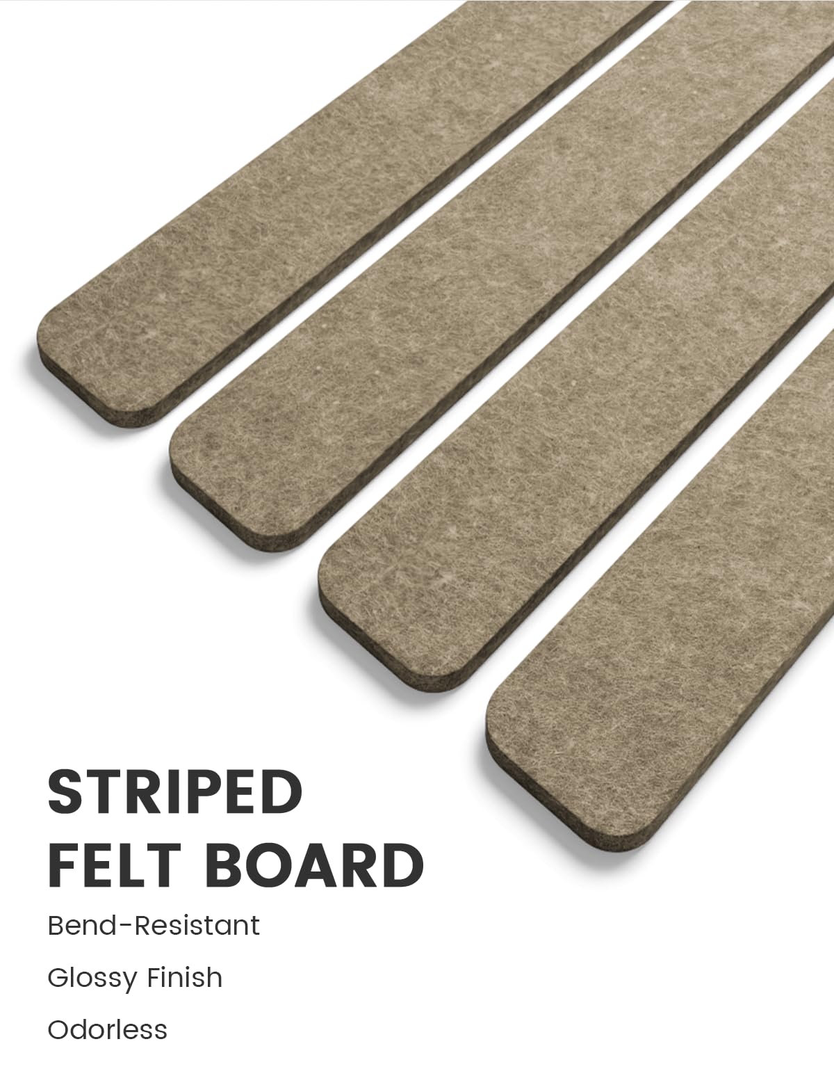 Fluxynara Cork Board Alternative Felt Strip Board 8-Pack 13"x2", Office Pin Board with 50 Push Pins, Adhesive Install for Bedroom Door & Home Office (Earth Brown)