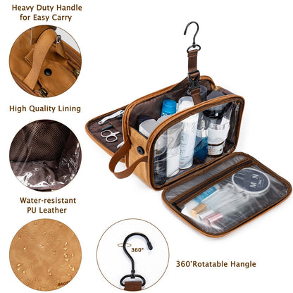 BAGSPRITE Large Toiletry Bag for Men, Women Travel Bag with Hanging Hook, Water-resistant Makeup Cosmetic Bag Shaving Kit Organizer, Bathroom Bag for Traveling