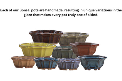 Willow Bonsai Ceramics Flower Design Bonsai Pot 4.5 Inch – Elegant Ceramic Bonsai & Succulent Planter, High‑Fired Frost‑Proof Stoneware with Drainage & Wiring Holes, Handmade in USA (Ruri)