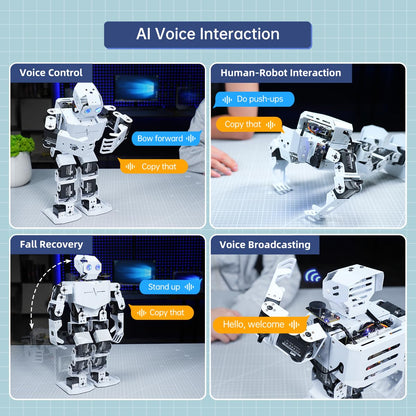 AI Vision & Voice Interaction Robot for Arduino Scratch Python Programming 17DOF Humanoid Robot Large AI Model STEM Project Education Voice Command Walking Dancing Self-Stand Up, Tonybot Advanced kit
