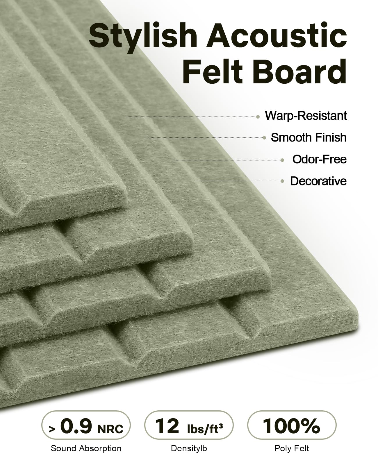 48" x 36" Large Cork Bulletin Board Tiles, Peel and Stick Felt Wall Panels for Vision, Message Center, Picture and Prayer Board for Office, Dorm, Room and Desk Decor(Sage Green)
