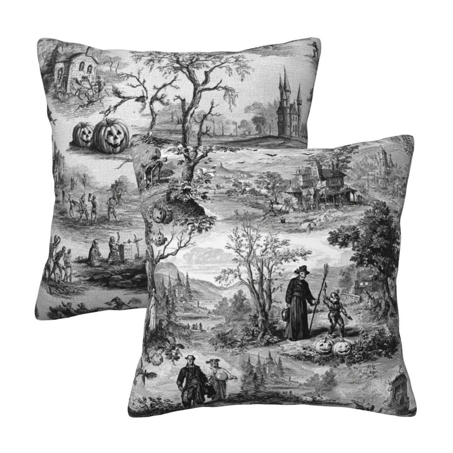 Ecixzyo Halloween Throw Pillow Covers 18x18 Set of 2 Square Pillow Case for Home Decor Couch Room