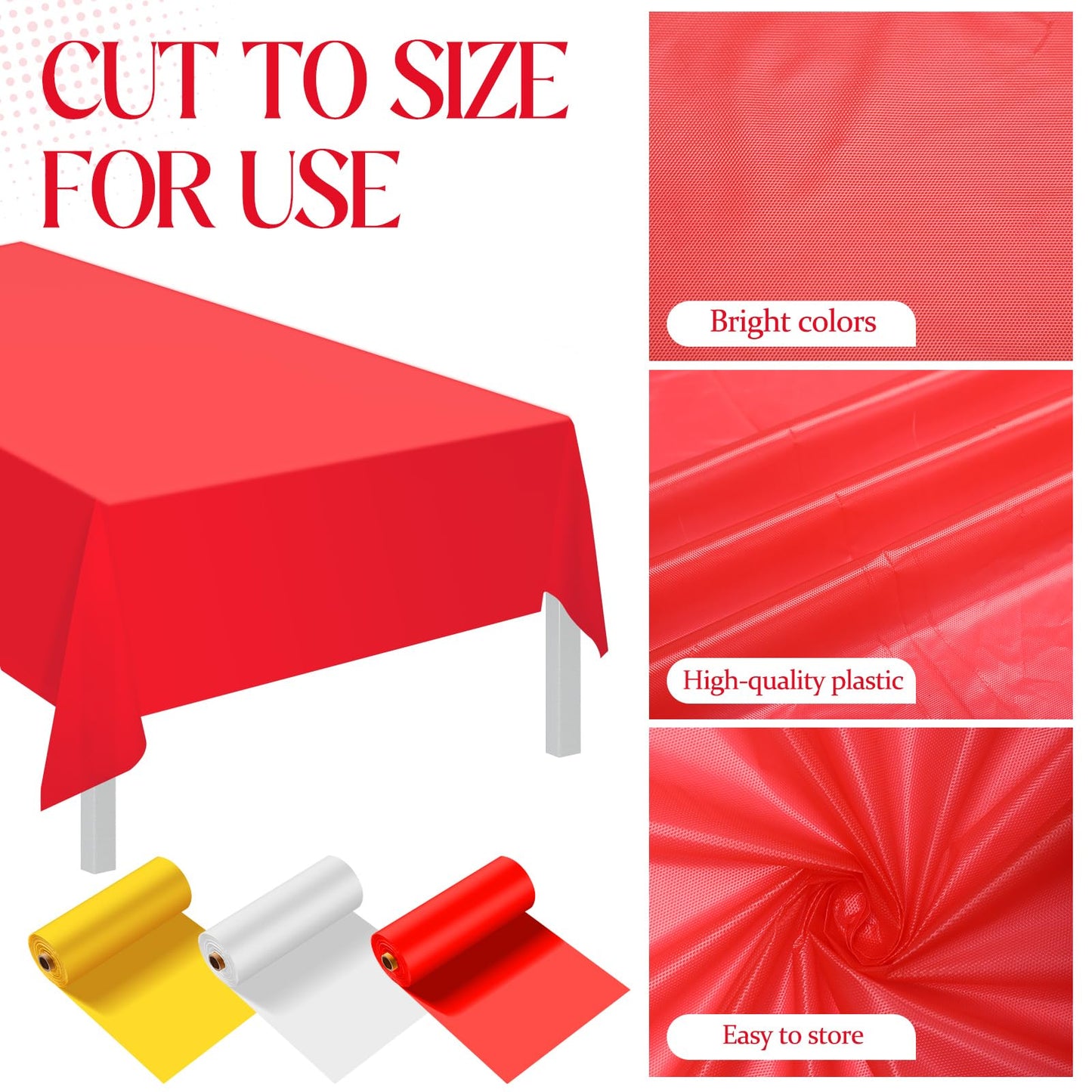 Blulu 3 Rolls 100' x 40'' Plastic Tablecloths Carnival Theme Party Decorations DIY Circus Tent Halloween Carnival Supplies for Circus Clown Party Ceiling Backdrop Curtains Decor(Red Yellow White)