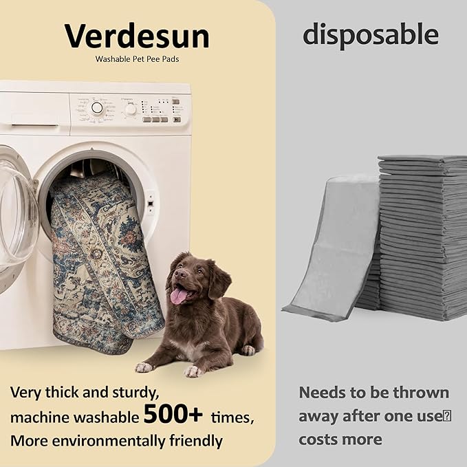 Washable Pee Pads for Dogs, Reusable Puppy Potty Training Pads, Ultra-Absorbent Thick Waterproof Leak-Proof Non-Slip Pads & Mat for Crate, Playpen, Floor, Whelping & Housebreaking , 2 Pack 36"x72"