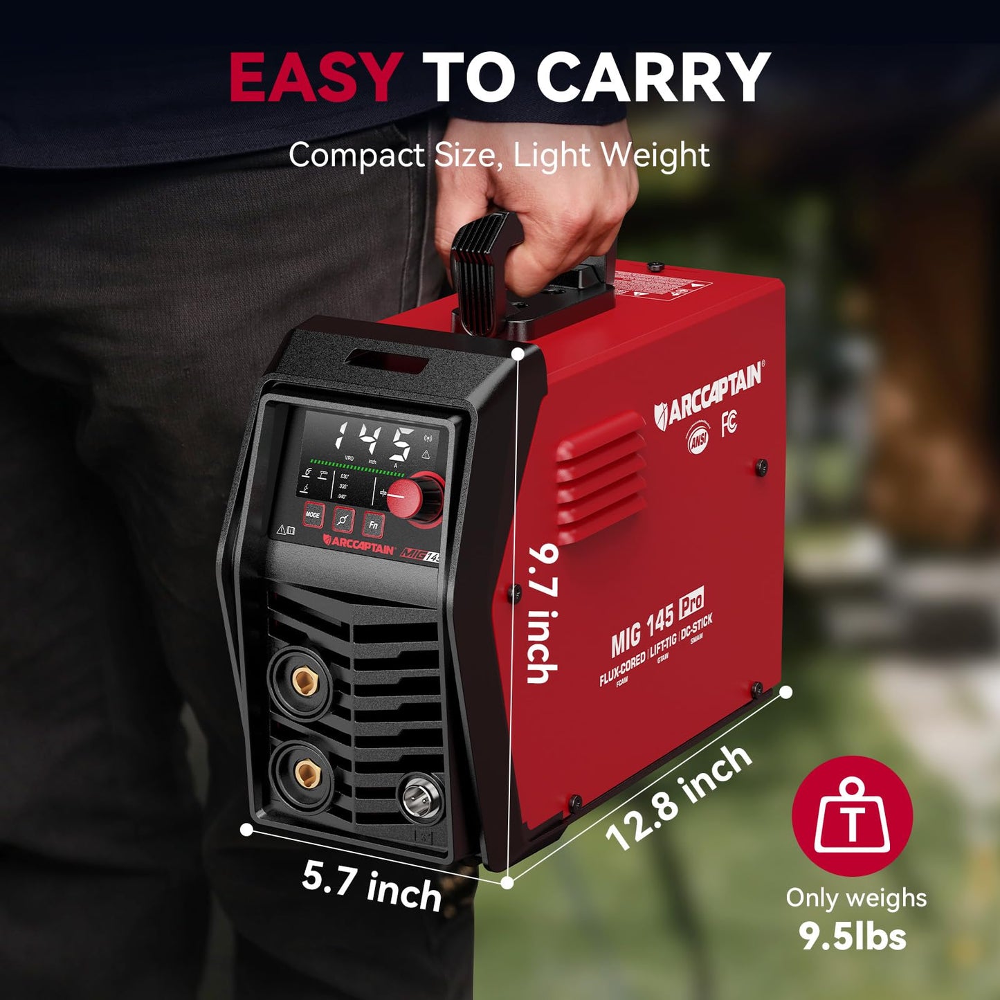 ARCCAPTAIN iControl MIG145 Pro 145A Flux Core MIG Welder 120V Welding Machine Gasless MIG Welder Flux MIG/MMA Stick/Lift TIG, 3 in 1 Welder Machine with Synergy, Portable Welder, APP Control