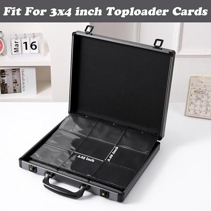 Azamou Toploader Binder for Trading Cards, Hard Cases, Holds 216 Toploaders, 9 Pocket Sleeves for 3" x 4" Cards (Gray 216-Toploaders)