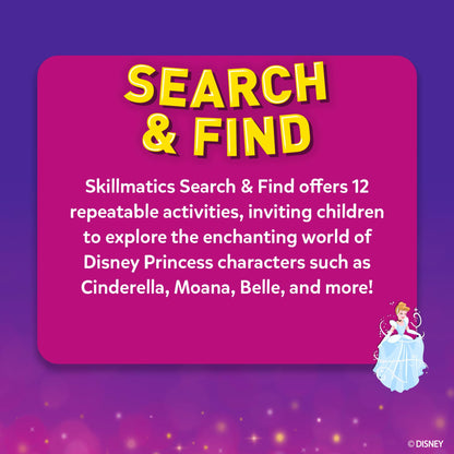 Skillmatics Search and Find Disney Princess Educational Game - Reusable Preschool Learning Activity, Perfect for Toddlers & Kids, Screen-Free Fun, Art & Crafts, Gifts for Boys & Girls Ages 3, 4, 5, 6