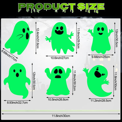 6 Pcs Halloween Yard Stakes Glow in The Dark with Green Fluorescent Layer Waterproof Plastic Cute Outdoor Sign Halloween Decorations for Lawn Patio Yard Garden Decoration (Ghost)