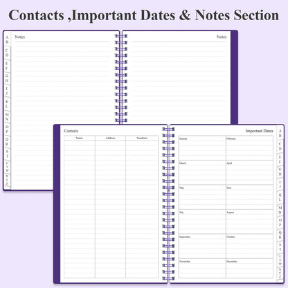 Address Book with Alphabetical Tabs - A5 Telephone & Address Book with Address Contacts, Special Date, Phone, Birthday & Internet Login Password for Home and Office, 6.2" x 8.5", Purple
