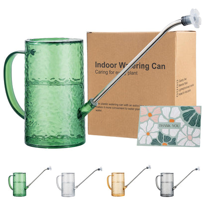 Watering Can for Indoor Plants, Water-Ripple Design Small Plastic Plant Watering Can with Long Spout and Detachable Shower Head for Houseplants, Flowers, and Succulents, 34oz, Forest Green