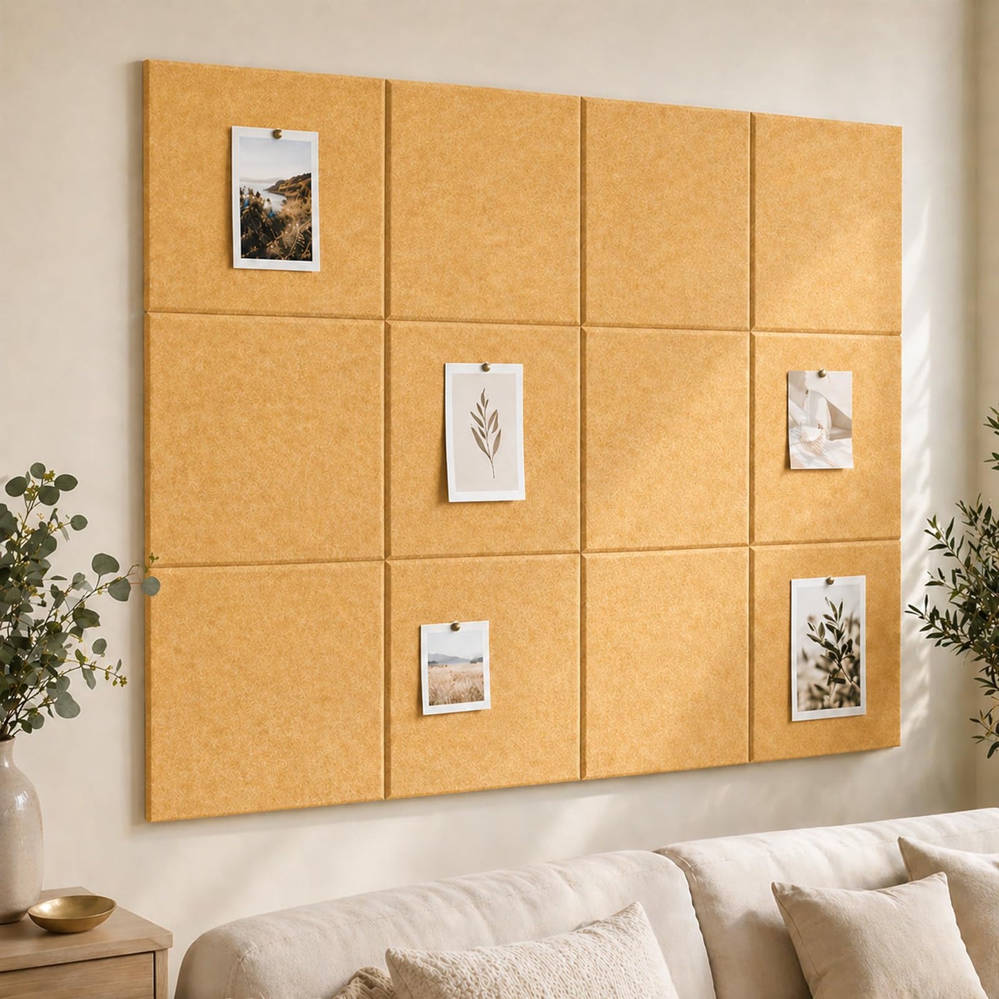 Baysola Felt Bulletin Board Panels 48 x 36 Inch Self Adhesive Wall Tiles Cork Board Alternative for Office Classroom Photos Notes 12 Pack