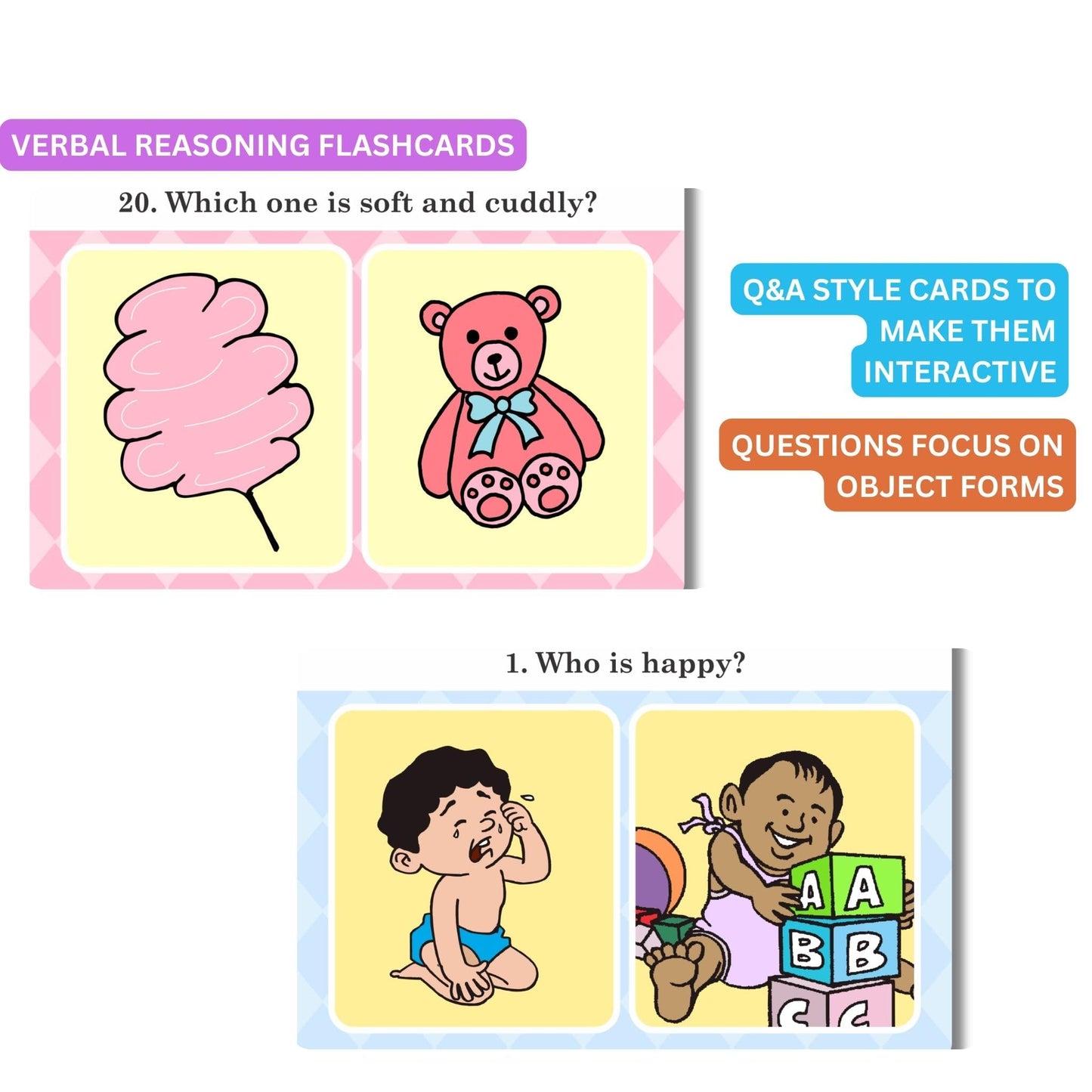 Brainy Bug Resources Verbal Reasoning Language Flash Cards for Kids | Q&A Learning Deck for ESL, Home Schooling & Special Needs | Parent and Professional Use