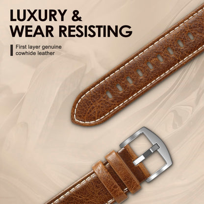 SWEES Leather Band Compatible with Apple Watch Bands 46mm 45mm 44mm 42mm (Series 1/2/3) Men Women, Vintage Genuine Leather Replacement Wristband for iWatch Series 10 9 8 7 6 5 4 3 2 1 SE Brown