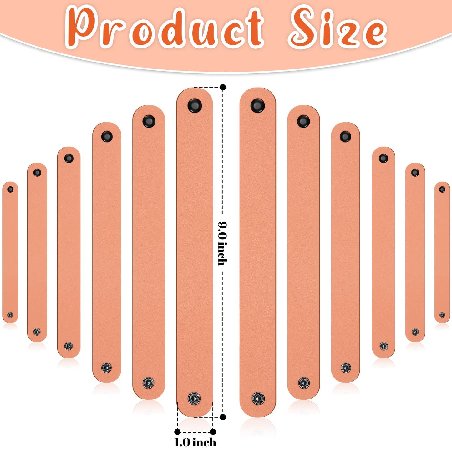 24 Pcs Plain PU Leather Bracelets Blank Snap Bracelets Wrist Cuffs DIY Craft Wristbands for Men Women Jewelry Making, 8.66 x 0.98 Inch, Leather Style