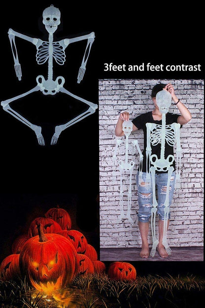 Halloween 5 Ft Skeleton Luminous Glow-in-The-Dark Skeleton for Halloween Party Bar Wall Sticker Decorations Outdoor Yard Garden Hanging Ornaments Props